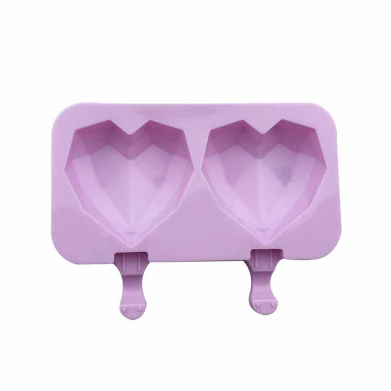 Diamond Love Heart Silicone Ice Cream Molds With L..